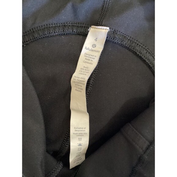 Lululemon Pants Womens 4 Black High Rise Side Pocket Reflective Running Leggings - Picture 5 of 5